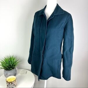 Linda Allard Ellen Tracy Womens Jacket Coat Green Buttons Pockets 100% Wool 12